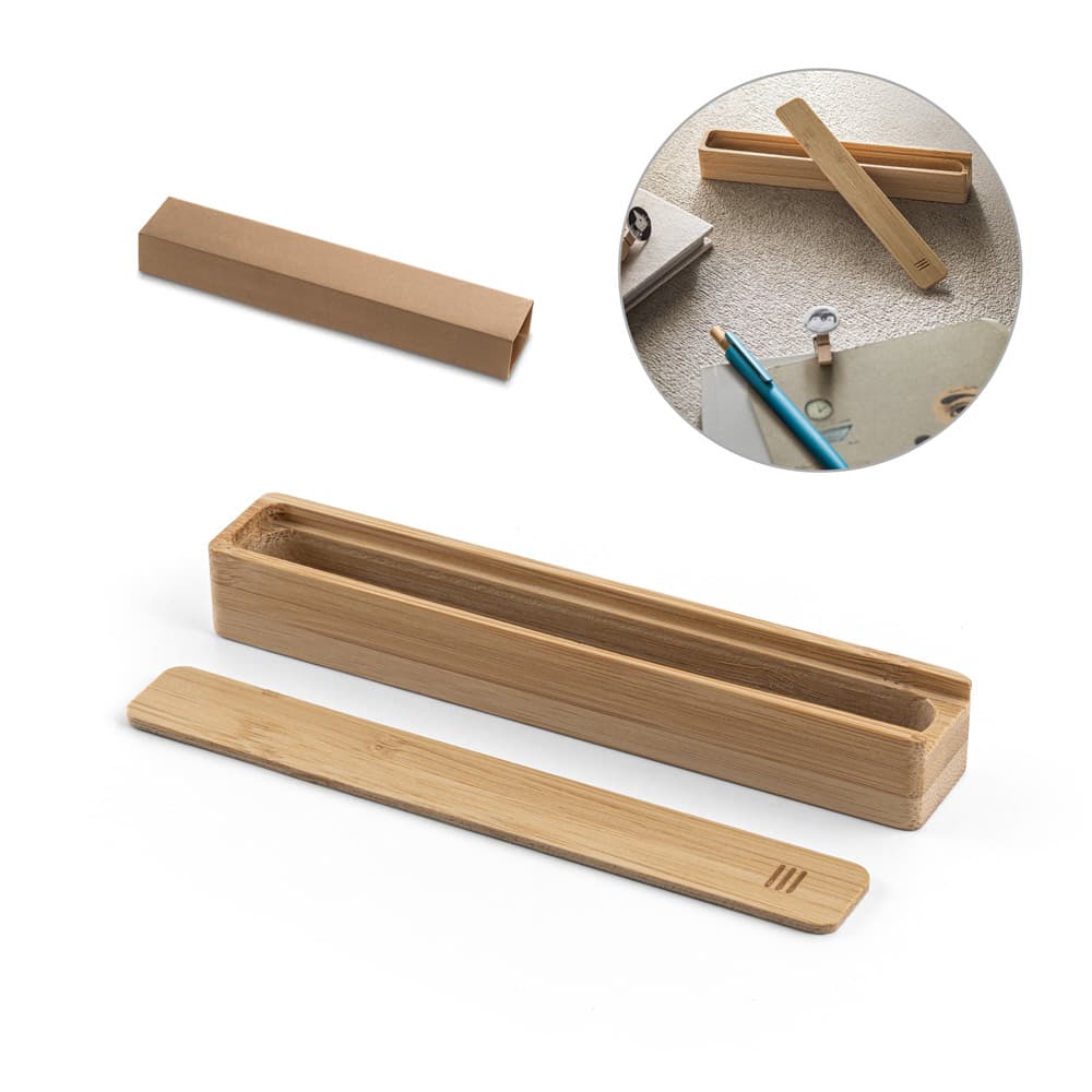 Estojo de Bambu para Caneta Personalizado - imagem 1