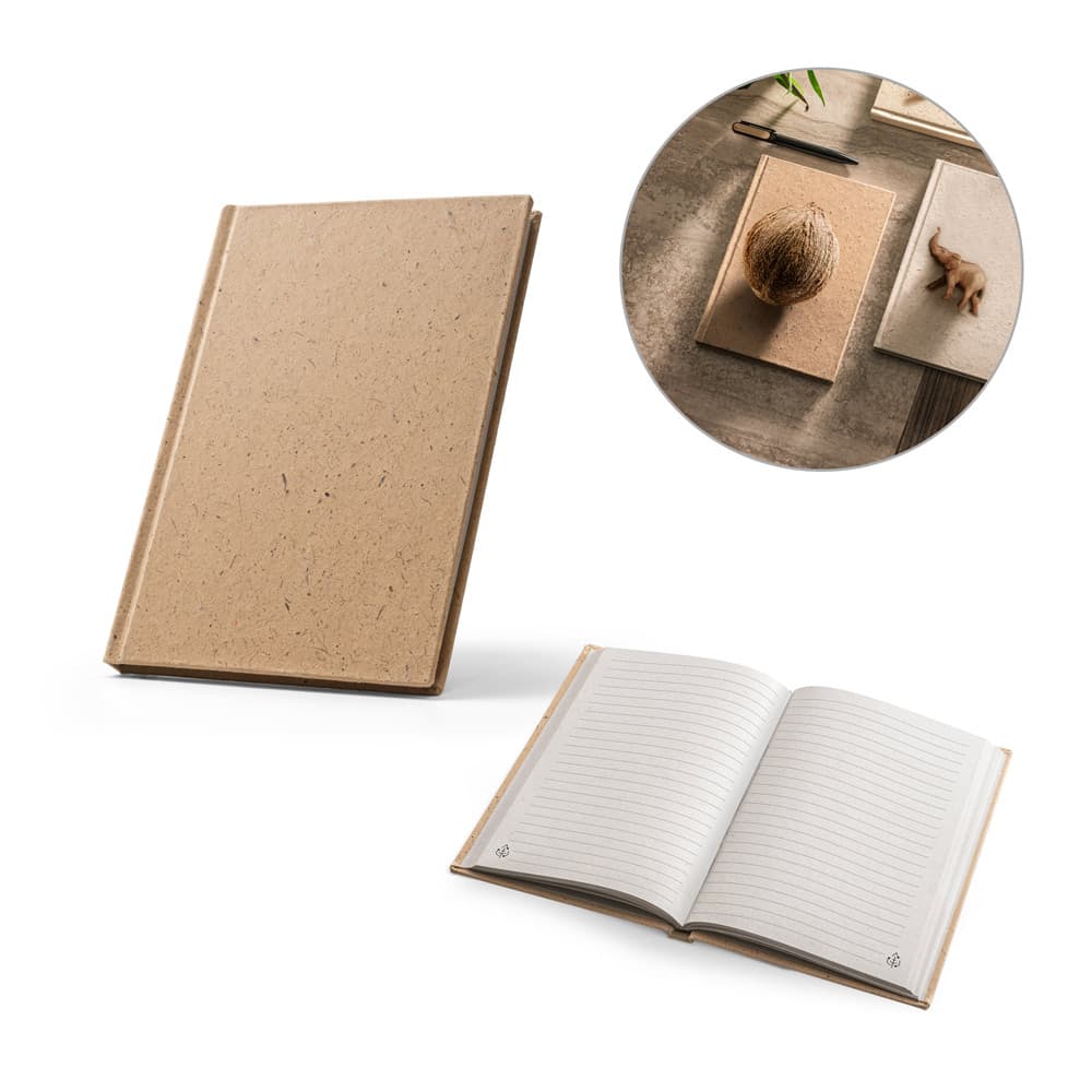 Caderno A5 Capa Dura Casca de Coco Personalizado - imagem 1