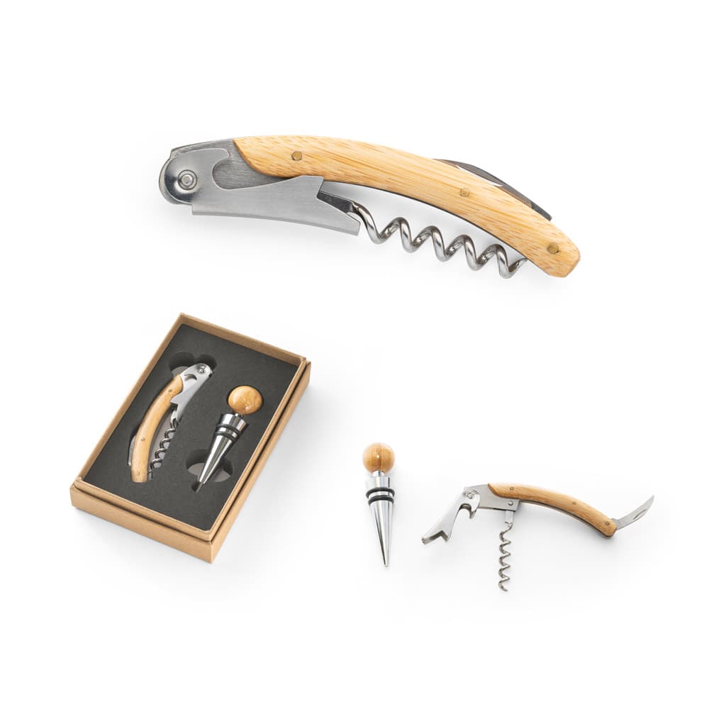 Kit Vinho com Saca Rolhas e Salva-Gotas Personalizado - imagem 1