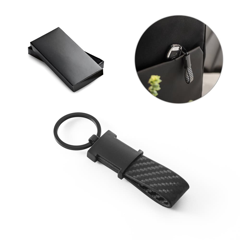 Chaveiro em Couro Sintético com Fibra de Carbono Personalizado - imagem 1