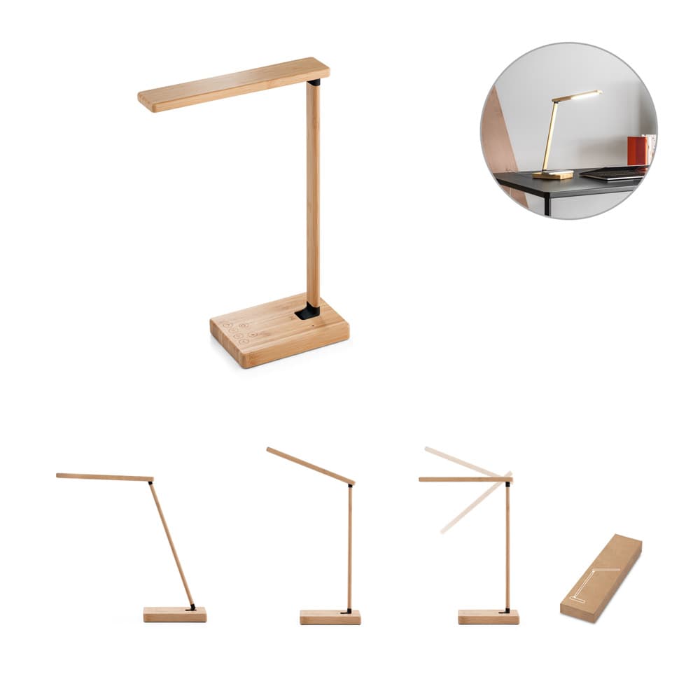 Luminária de Mesa Bambu com Carregador Wireless Personalizada - imagem 1