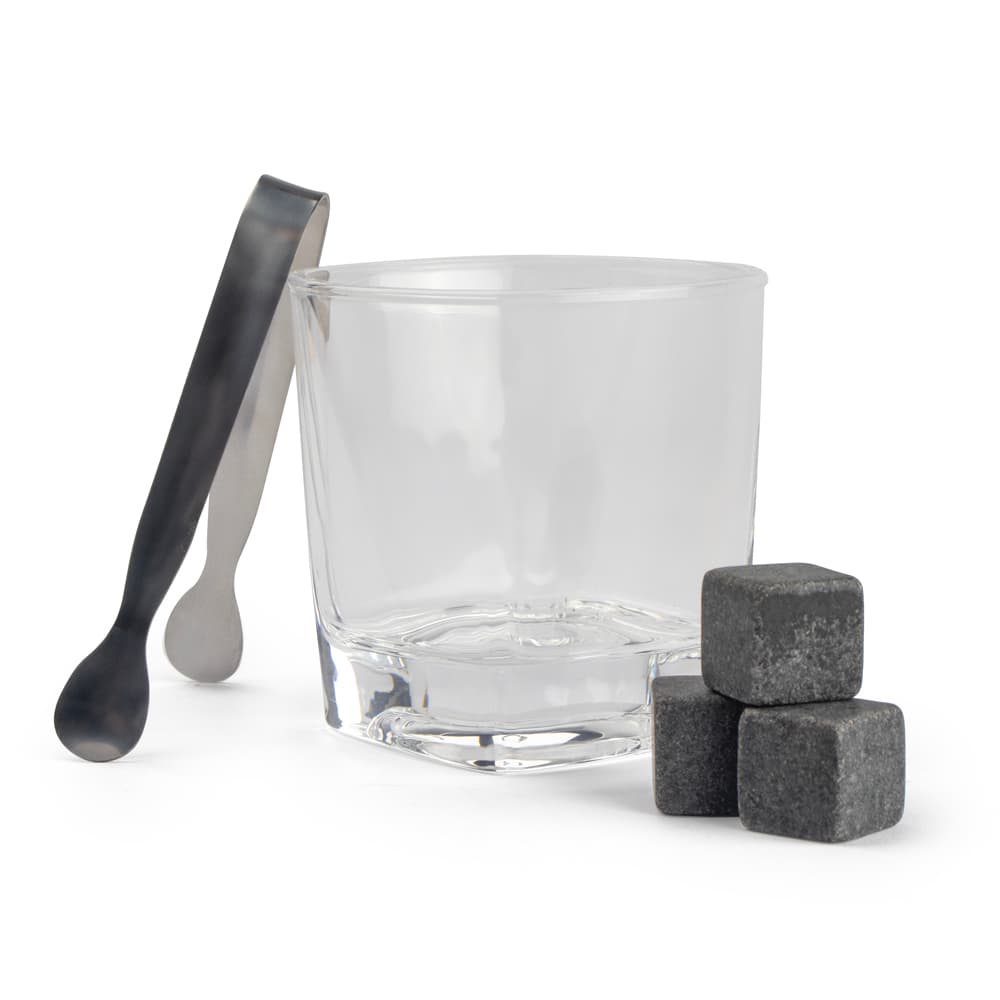 Kit Drink com Copo de Vidro e Pedras de Sabão Personalizado - imagem 1