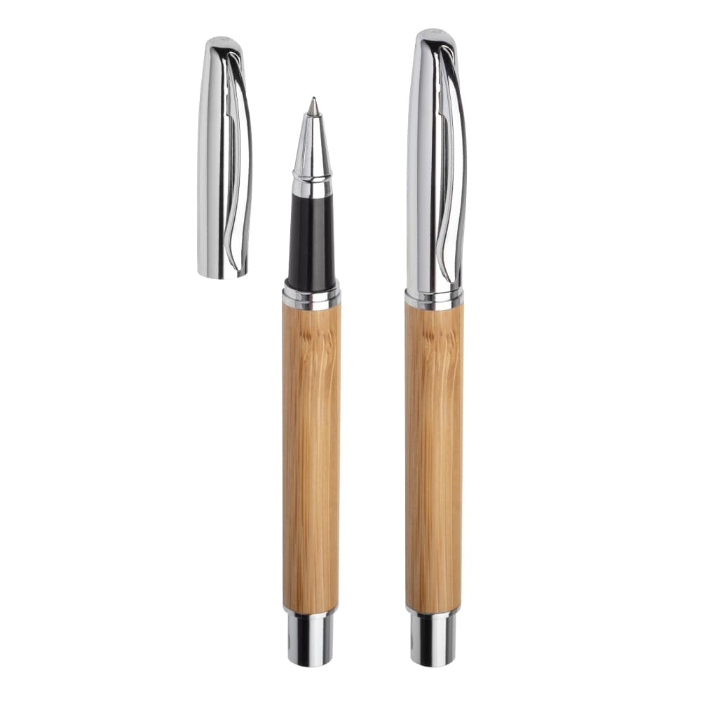 Caneta de Bambu com Detalhes em Metal Personalizada - imagem 1