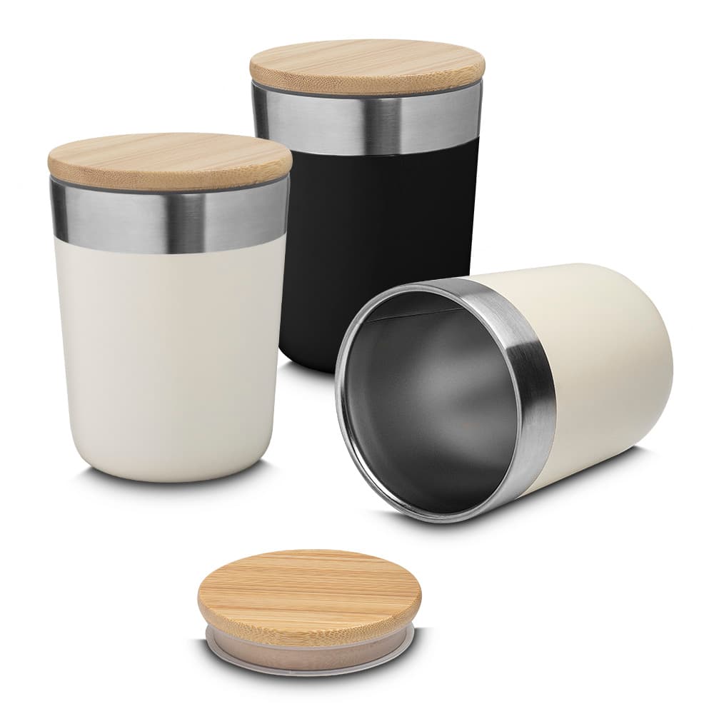 Copo Térmico Inox 300ml com Tampa de Bambu Personalizado - imagem 1