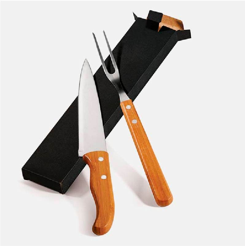 Kit Churrasco 2 peças com cabo de bambu Personalizado - imagem 1