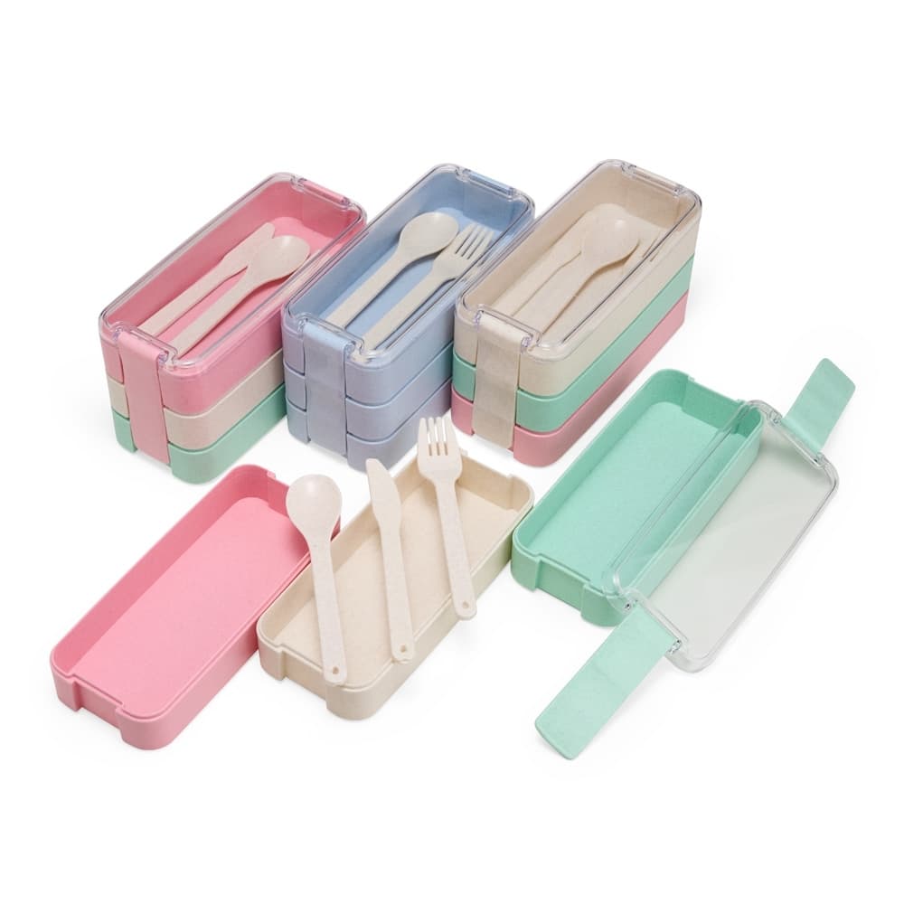Marmita de Palha de Trigo 900ml com Talheres Personalizada - imagem 1