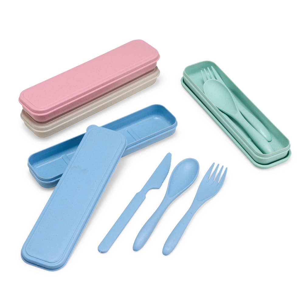 Kit Talheres 3 Peças Palha de Trigo Personalizado - imagem 1