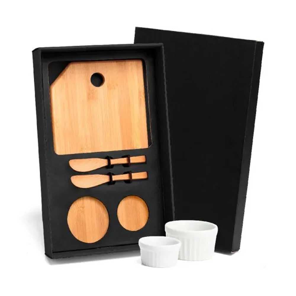 Kit para Petisco com Tábua, Espátulas e Ramekins 5 Peças Personalizado - imagem 1