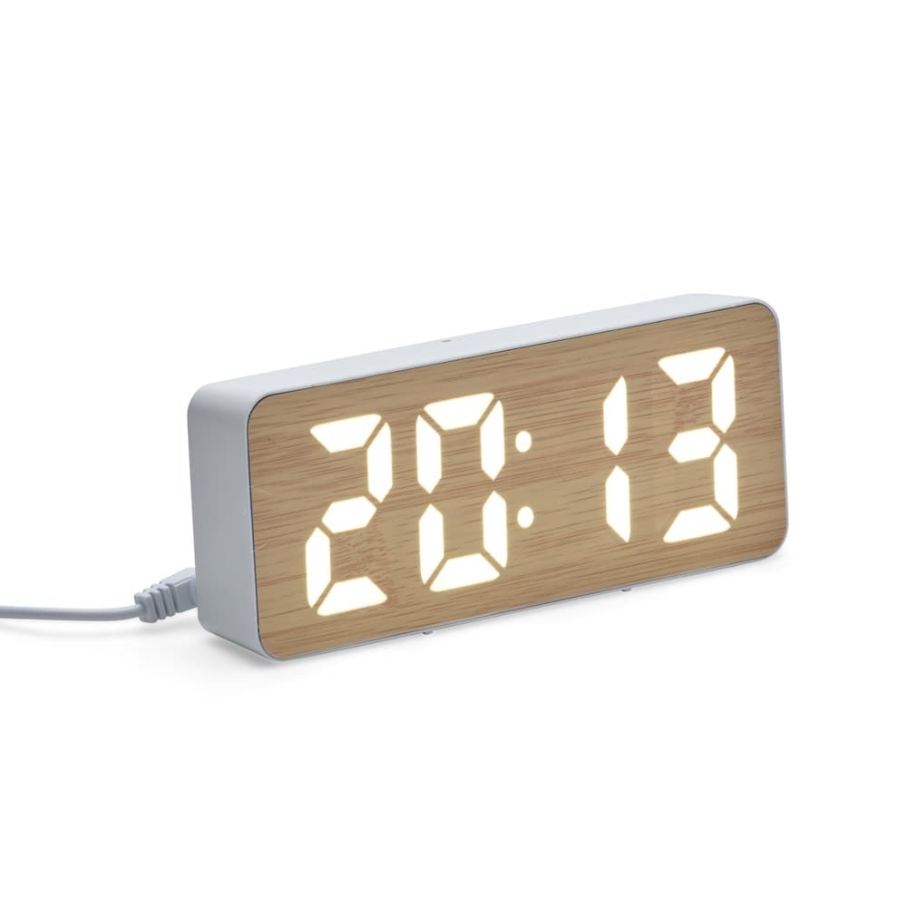 Relógio Despertador LED de Bambu Personalizado - imagem 1