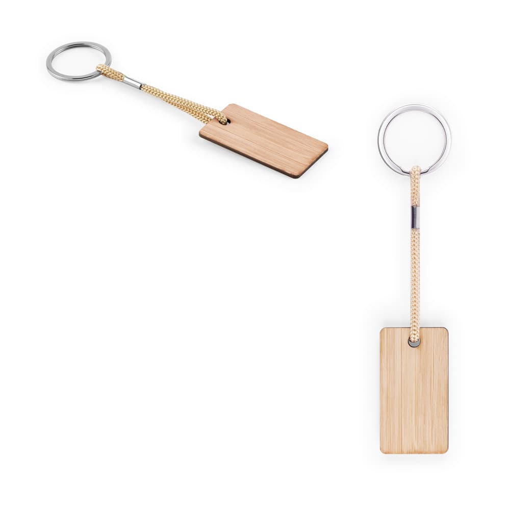 Chaveiro de Bambu com Cordão e Argola Personalizado - imagem 1