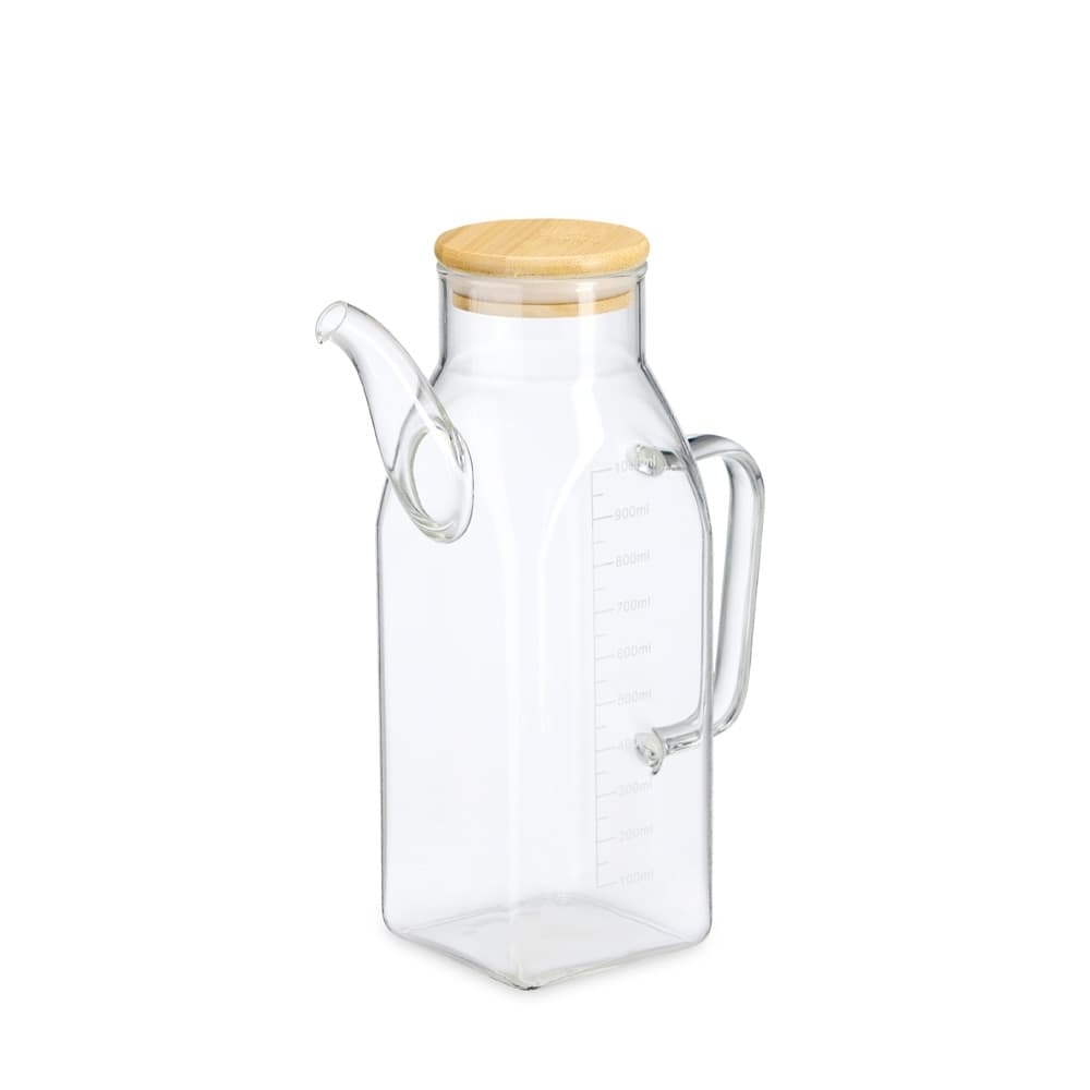 Jarra de Vidro Borossilicato 1L com Tampa de Bambu Personalizada - imagem 1