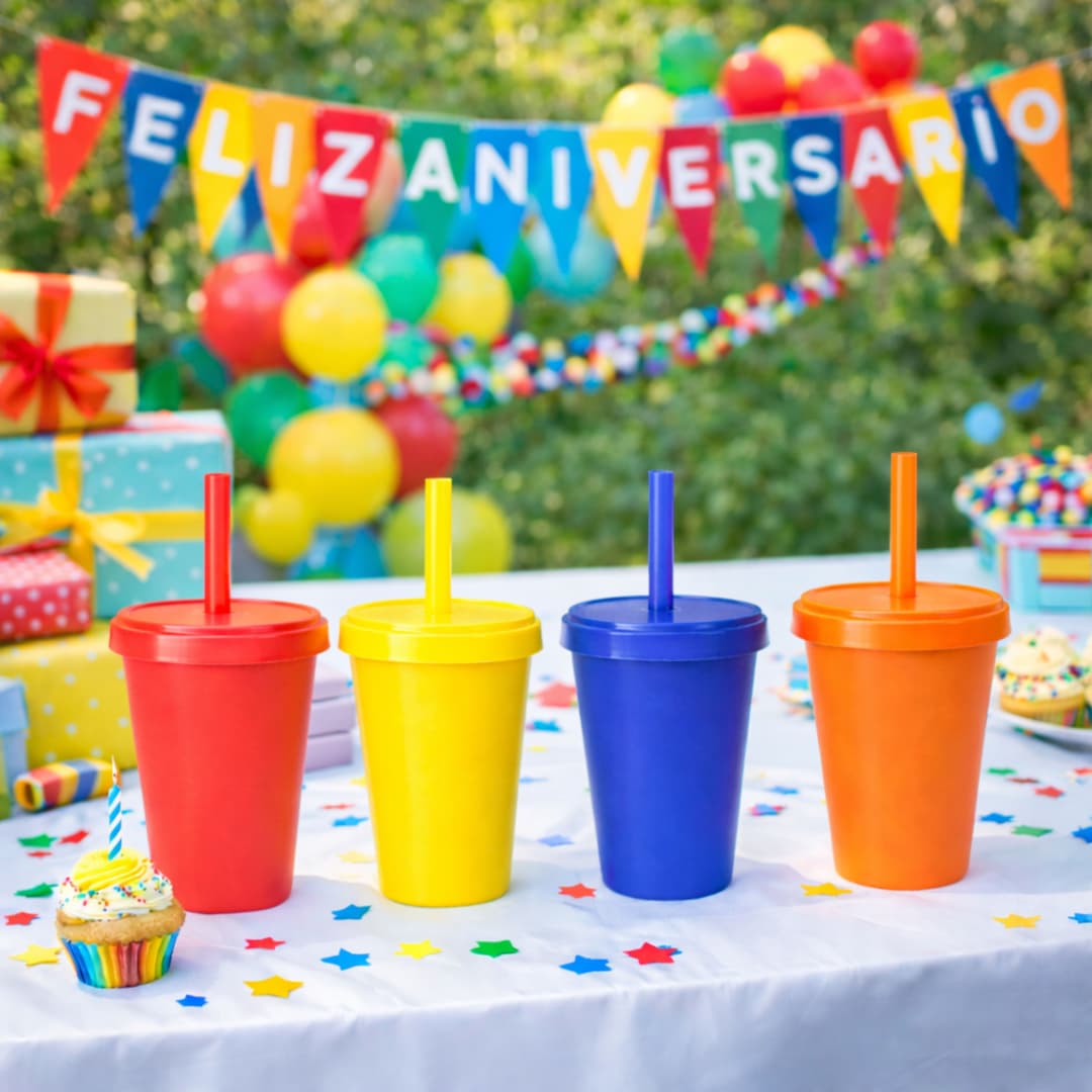 Copo Plástico com Tampa e Canudo 350ml Personalizado - imagem 1