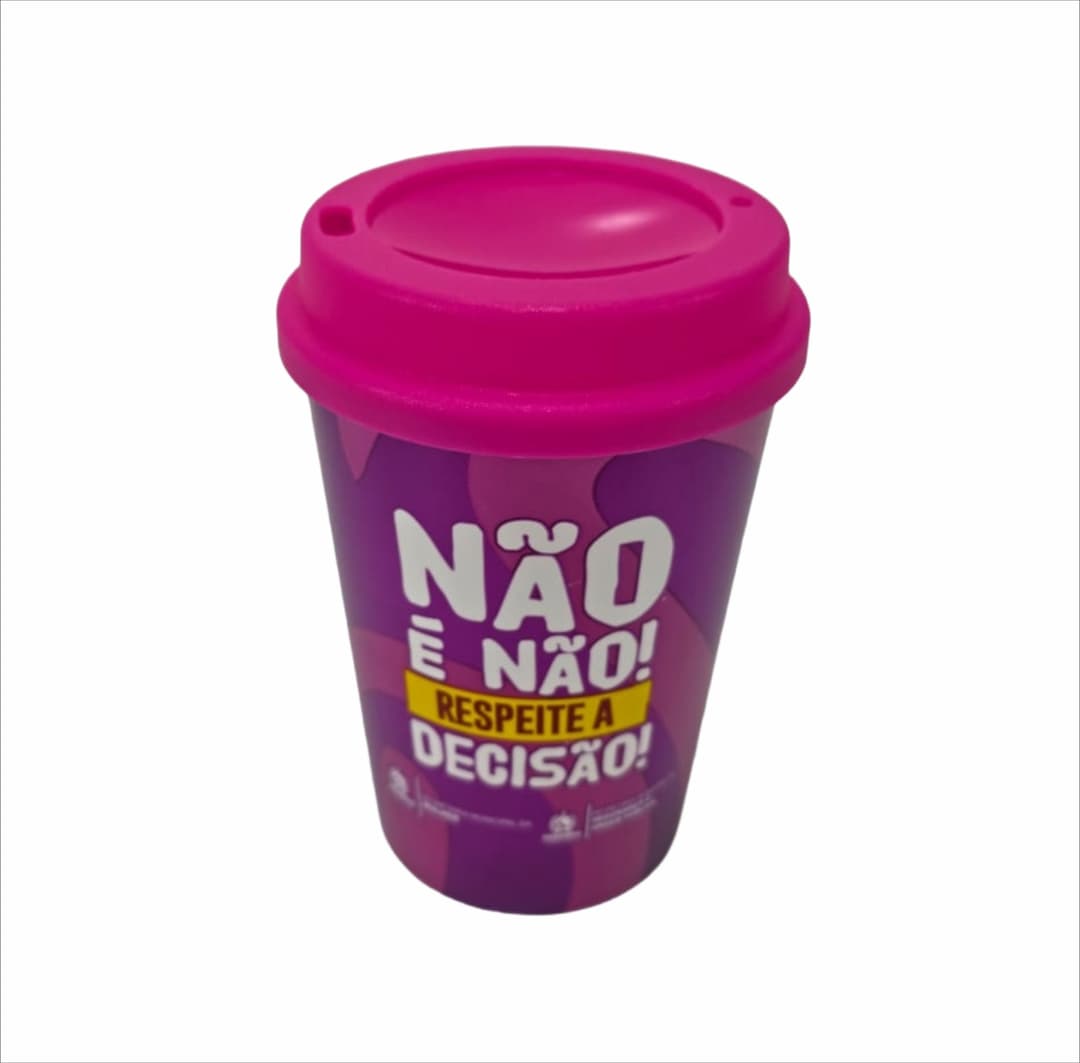 Copo Plástico com Tampa 350ml Personalizado - imagem 1