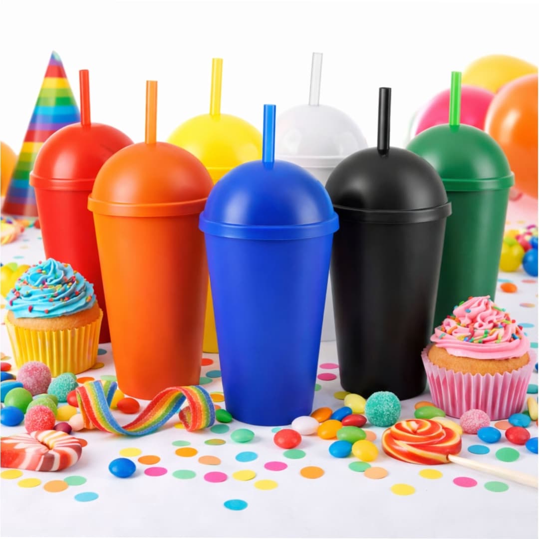 Copo Plástico com Tampa e Canudo 450ml Personalizado - imagem 1