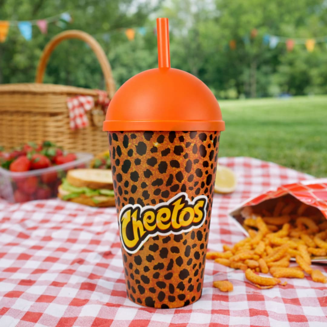 Copo Plástico 450ml com Tampa e Canudo Personalizado - imagem 1