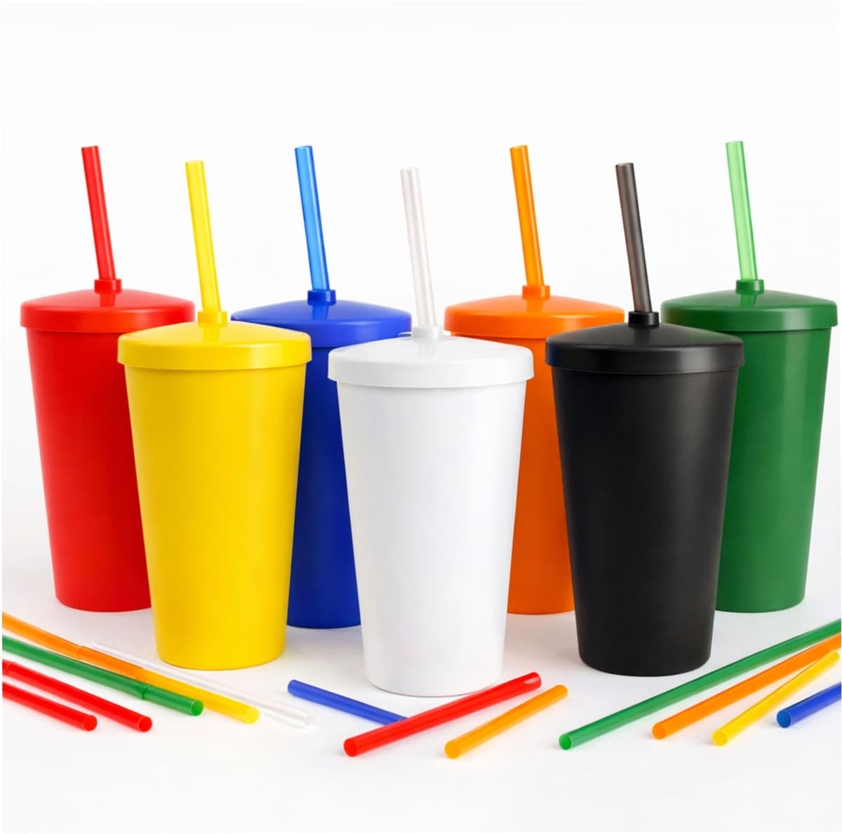 Copo Plástico com Tampa e Canudo 450ml Personalizado