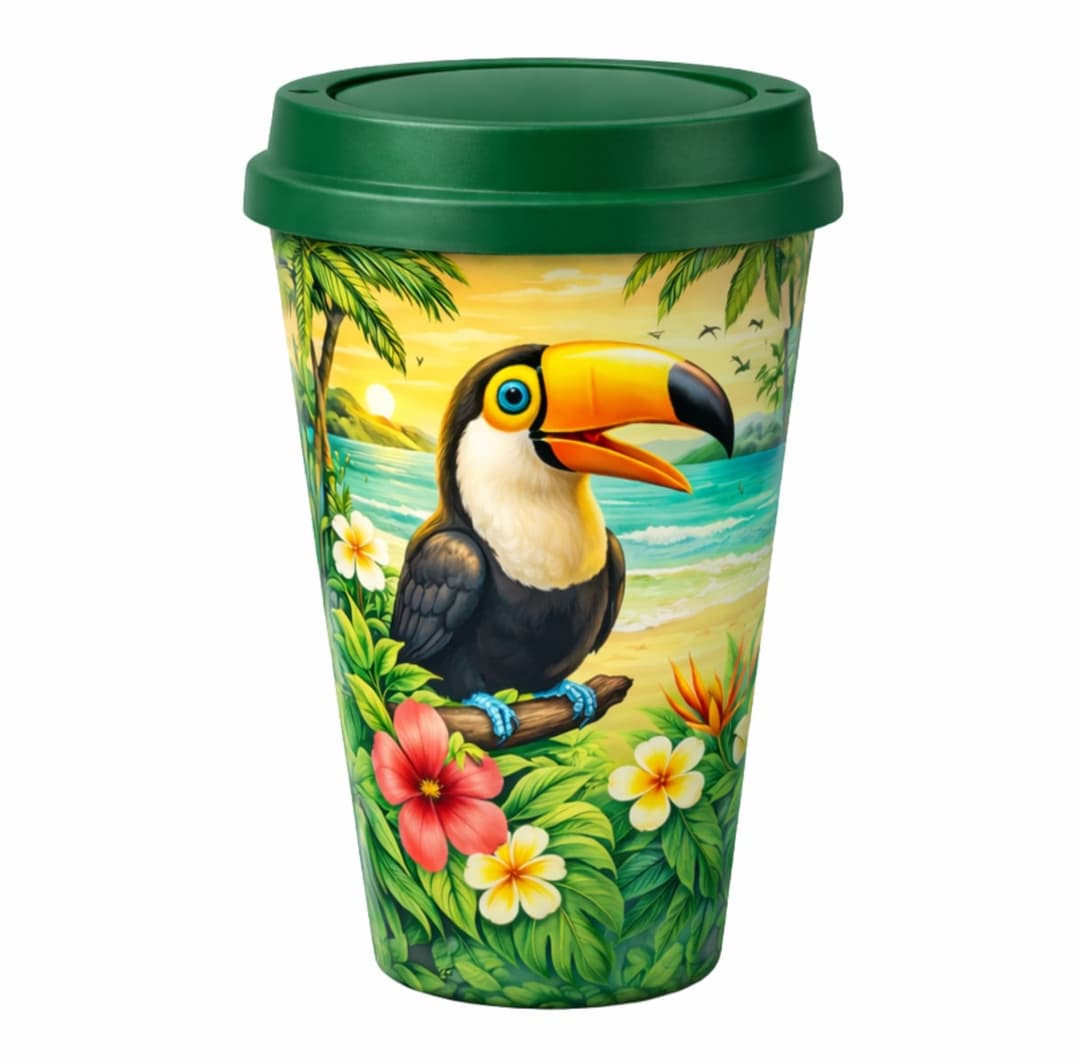 Copo Plástico com Tampa de Café 450ml Personalizado - imagem 1