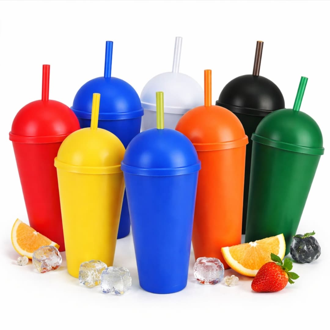 Copo Plástico com Tampa e Canudo 550ml Personalizado - imagem 1