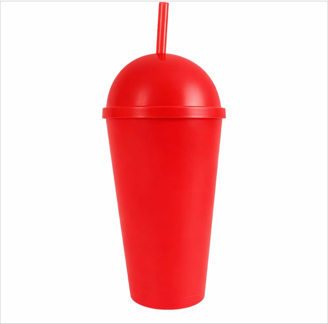 Copo Plástico com Tampa Bola e Canudo 550ml Personalizado - imagem 1