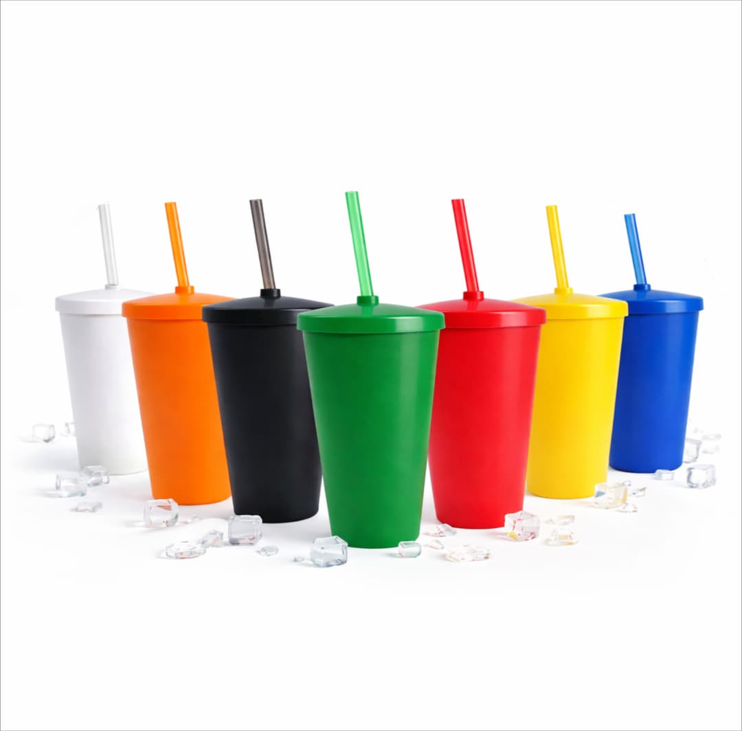 Copo Plástico com Tampa e Canudo 550ml Personalizado - imagem 1