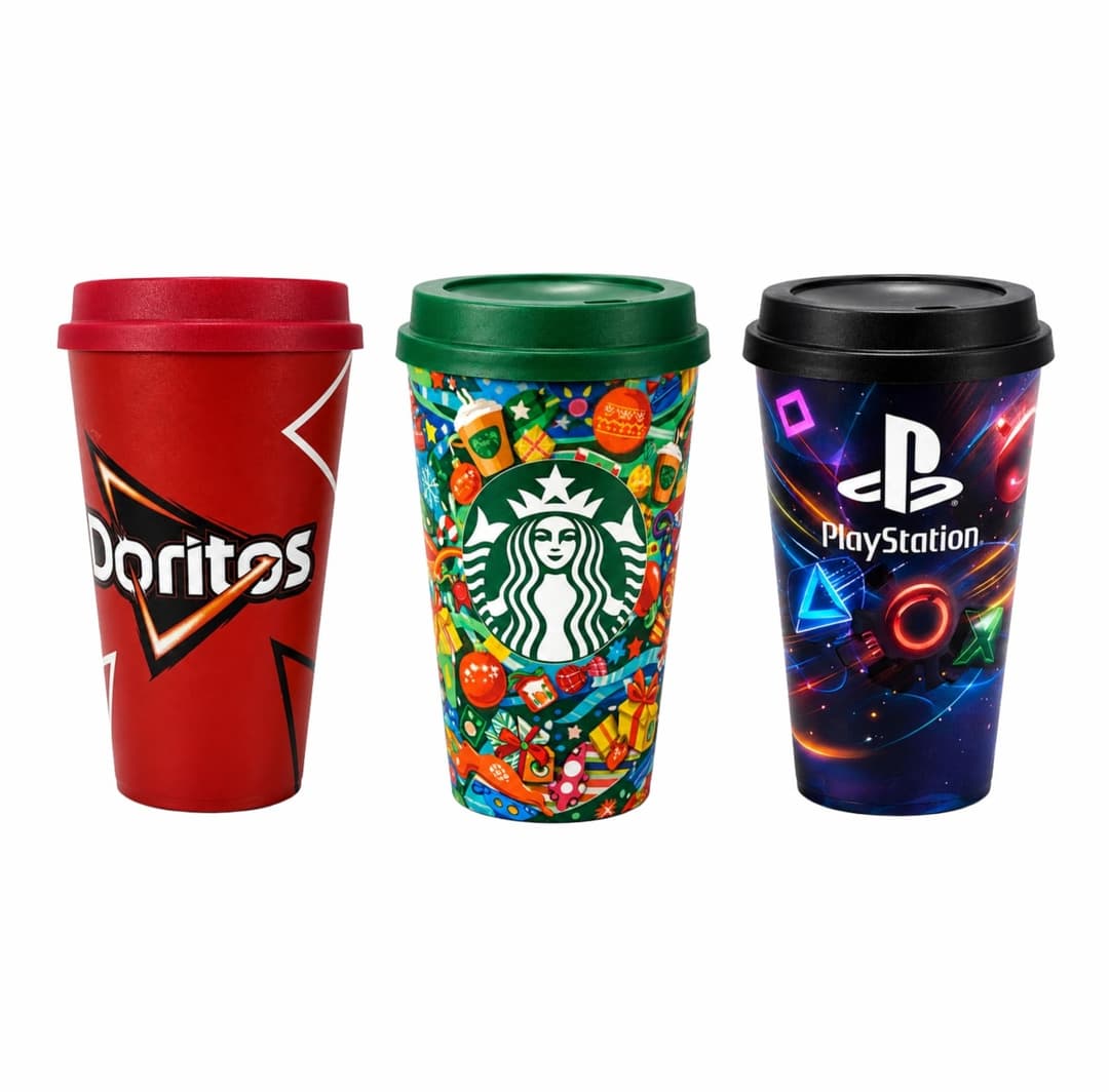 Copo Plástico com Tampa de Café 550ml Personalizado - imagem 1