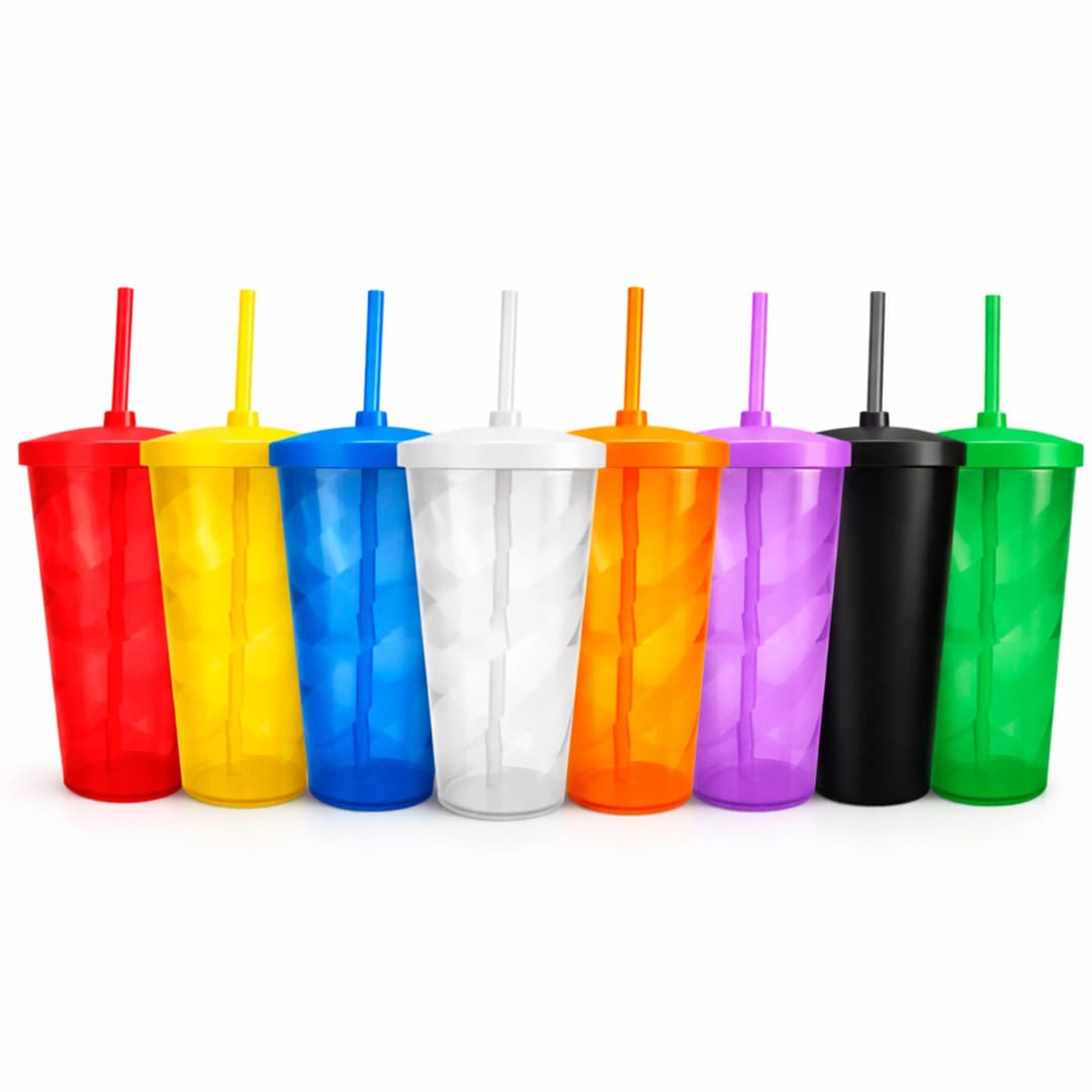 Copo Espiral com Tampa e Canudo 550ml Personalizado - imagem 1