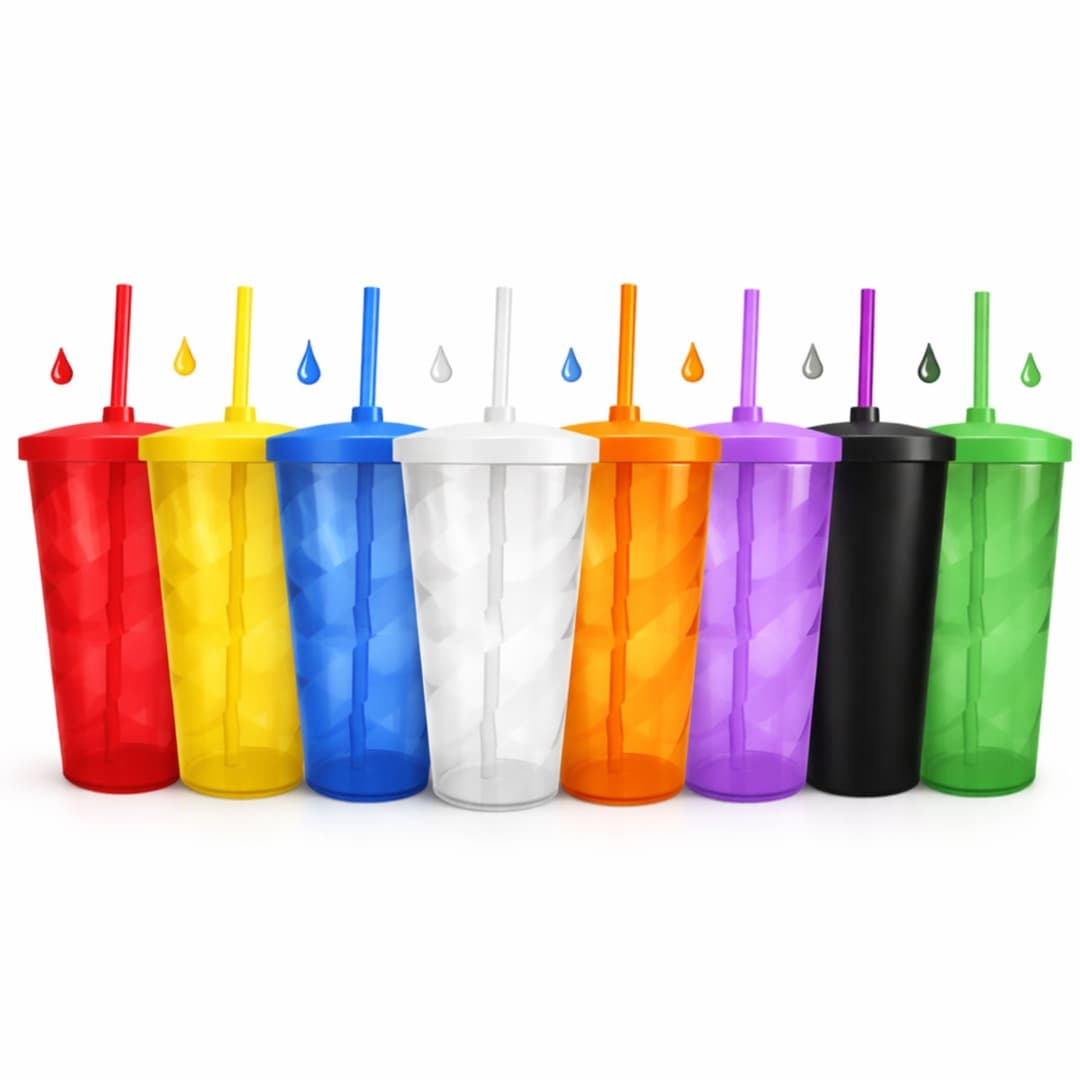 Copo Espiral com Tampa e Canudo 550ml Personalizado - imagem 1