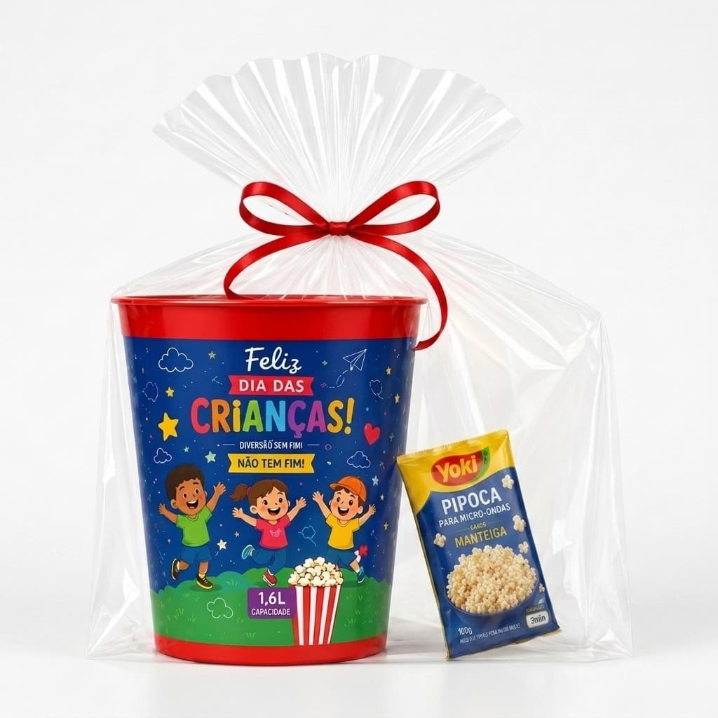Balde de Pipoca 1L com Pipoca de Micro-ondas Personalizado - imagem 1