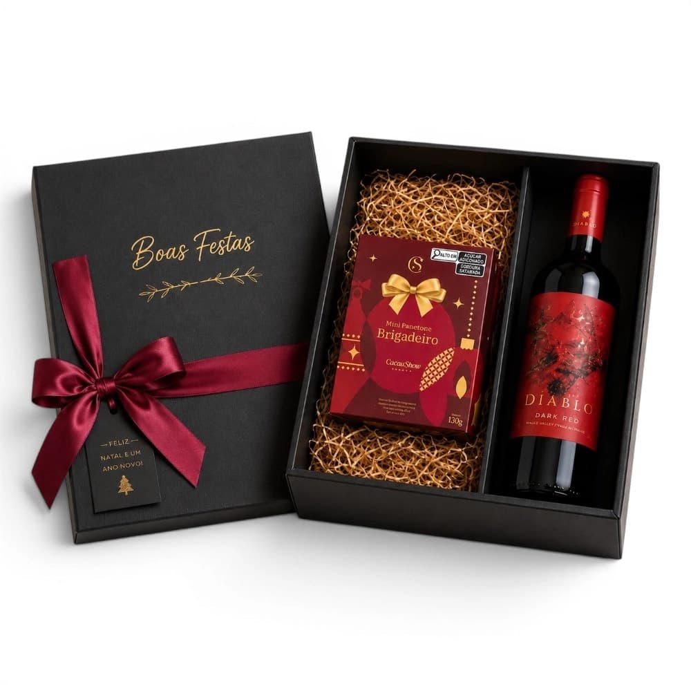 Kit Fim de Ano com Mini Panetone e Vinho Personalizado - imagem 1