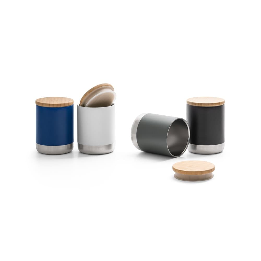 Copo inox com tampa bambu 370 ml personalizado - imagem 1