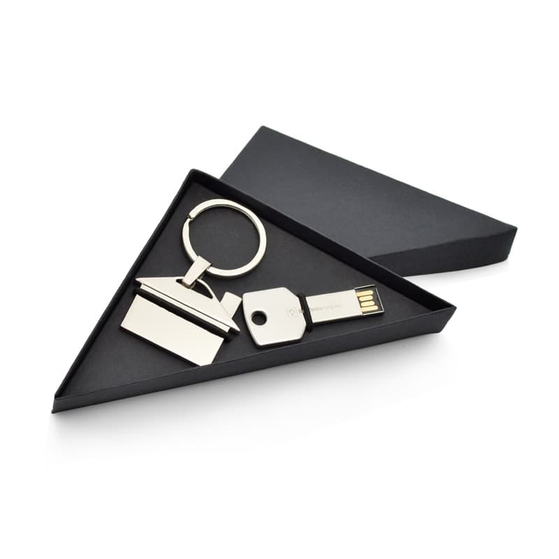 Kit escritorio chaveiro e pen drive brindes