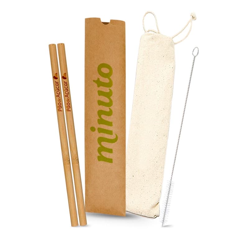 Kit canudo em bambu personalizado