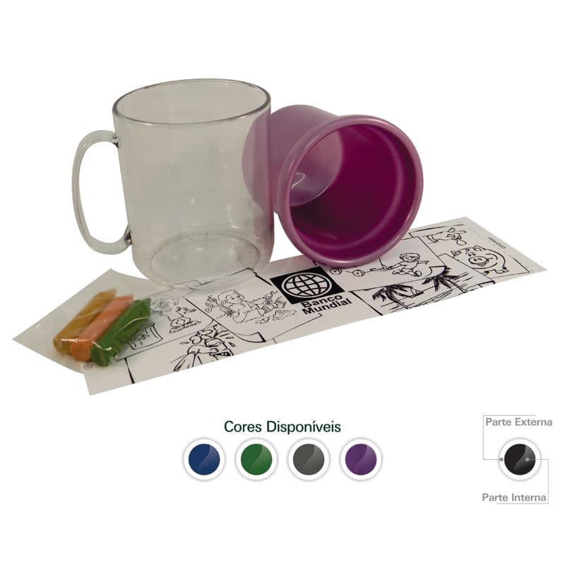 Caneca Infantil de Plástico 300ml para Colorir Personalizada - imagem 1