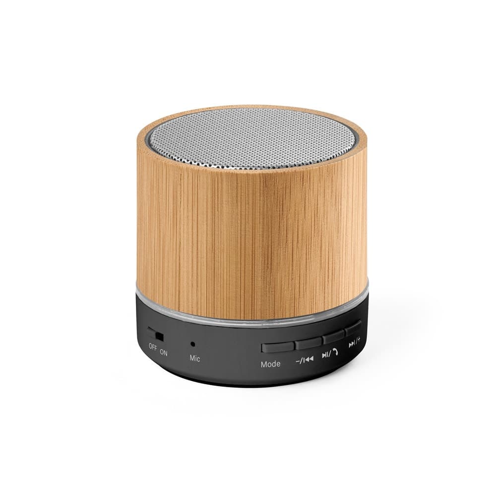 Caixa de som portatil com microfone e autonomia de 4h30 (400 mAH), em bambu e ABS 100% reciclado - imagem 1