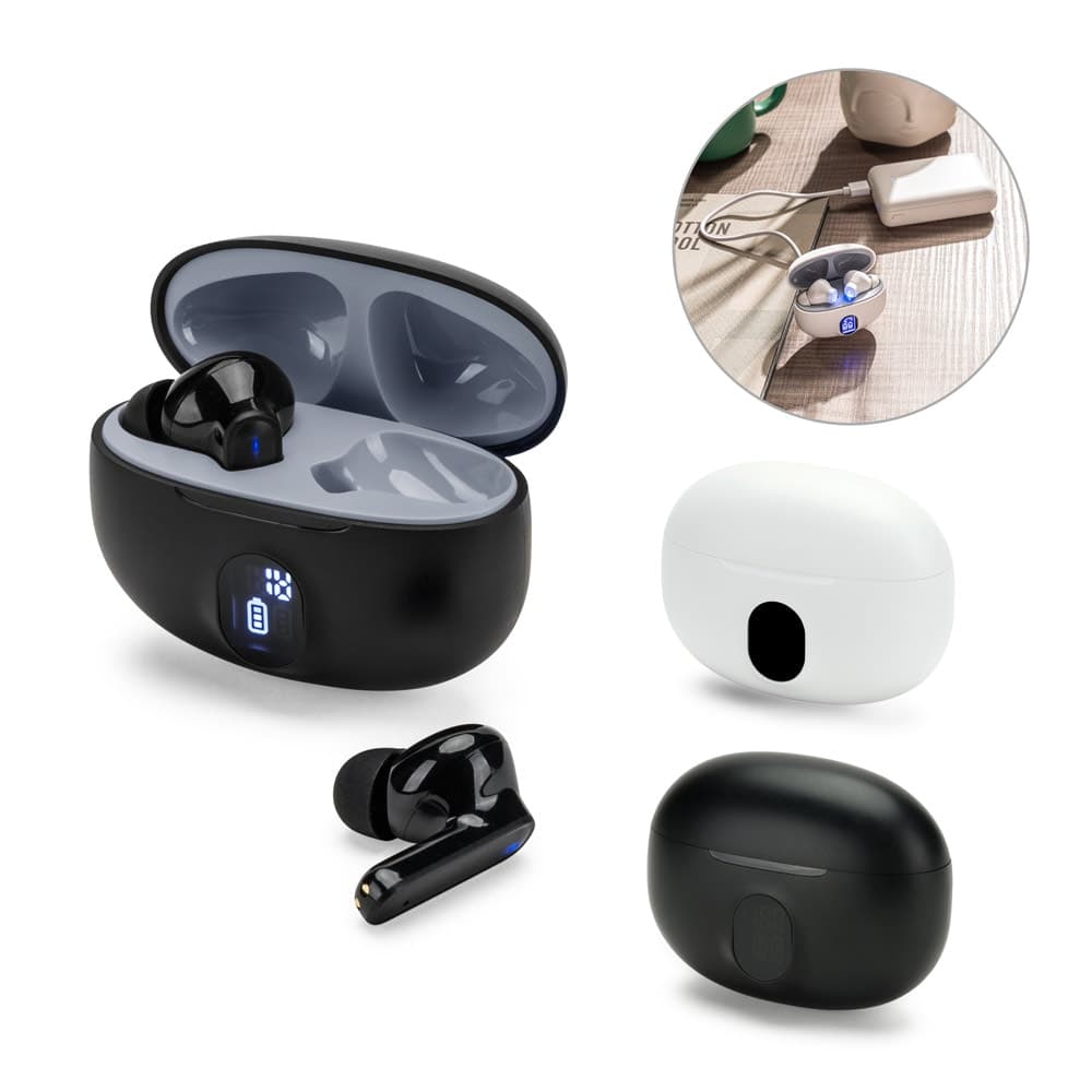 Fones de ouvido wireless com autonomia de 4h (200 mAh), em ABS 100% reciclado - imagem 1