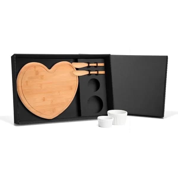 Kit para petisco com tabua em formato coracao 5 pcs - imagem 1