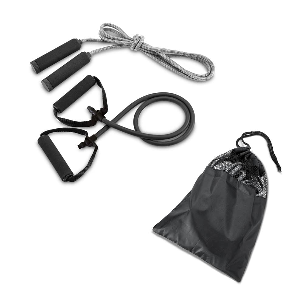 Conjunto fitness composto por elastico e corda de pular - imagem 1