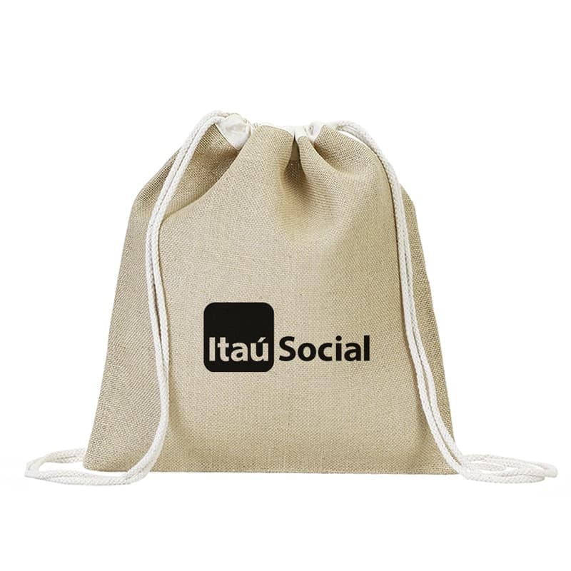 Sacola Mochila em Juta Personalizada - imagem 1
