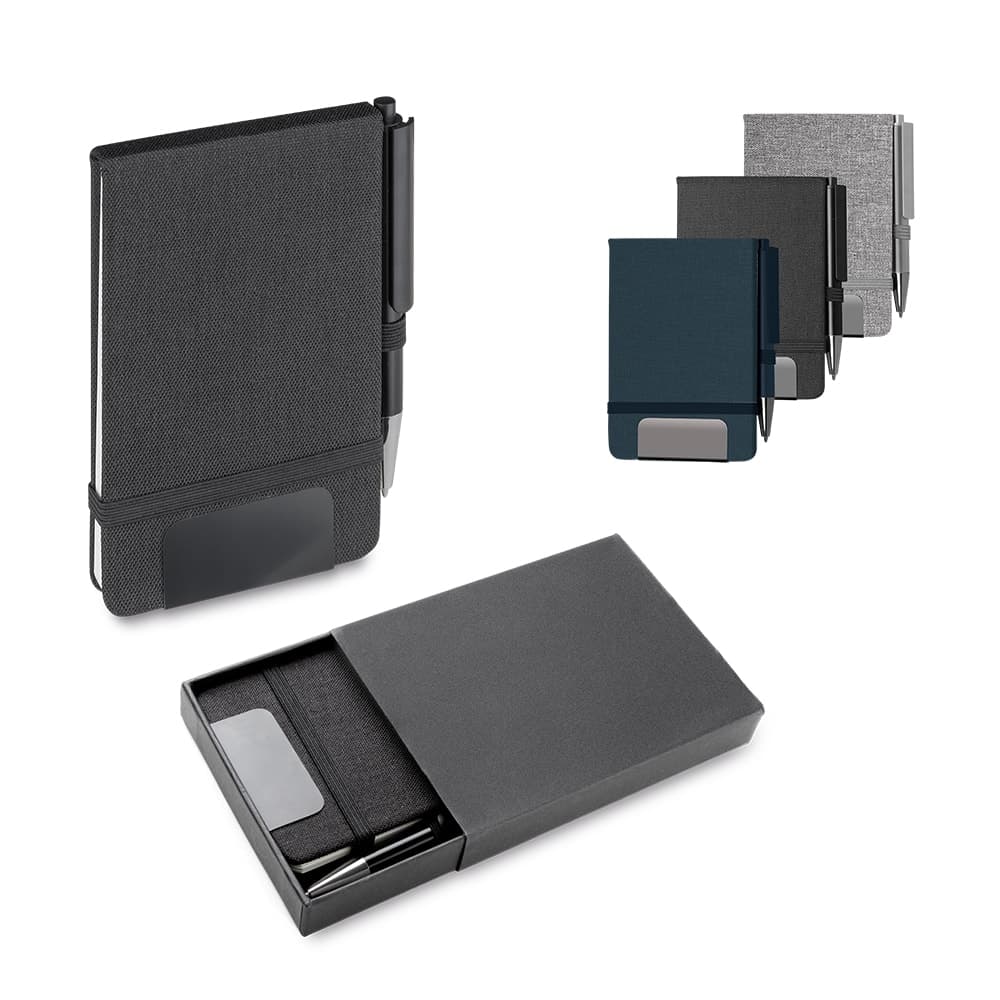 Mini caderno A6 em RPET com caneta - imagem 1