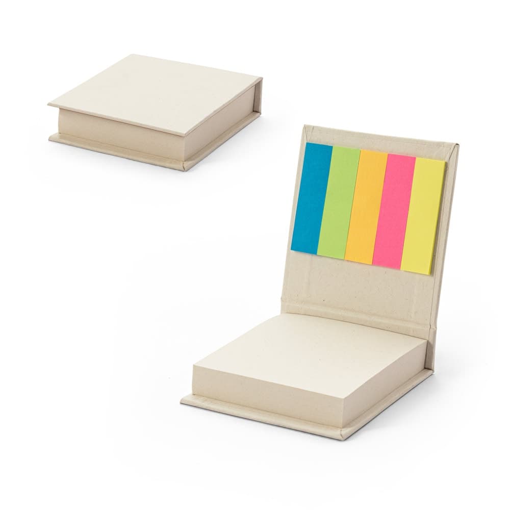Conjunto 2 em 1 para escritorio, em papel 100% reciclado, com 6 blocos adesivados - imagem 1