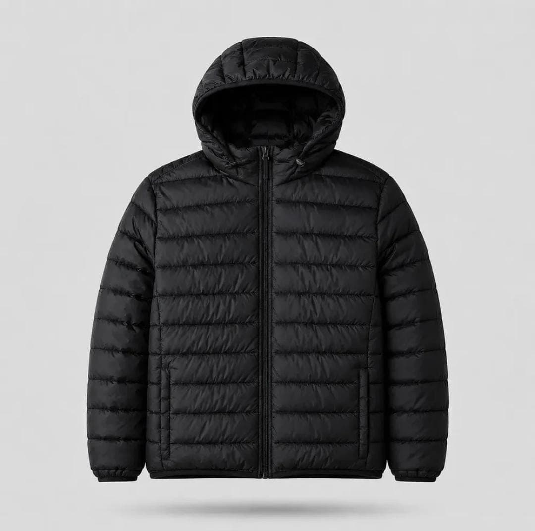 Jaqueta Puffer Preta com Capuz Personalizada - imagem 1