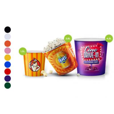 Balde de Pipoca In Mold Label 1,5L/ 2,6L/ 4,2L para Brindes