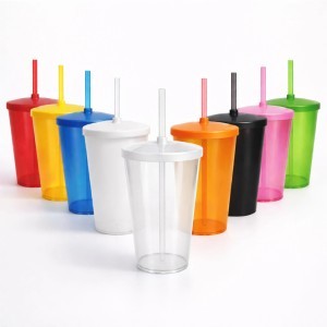 Copo 750 Ml Liso Com Tampa e Canudo