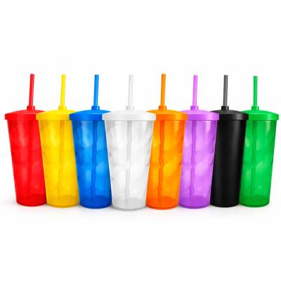 Copo Espiral com Tampa e Canudo 550ml